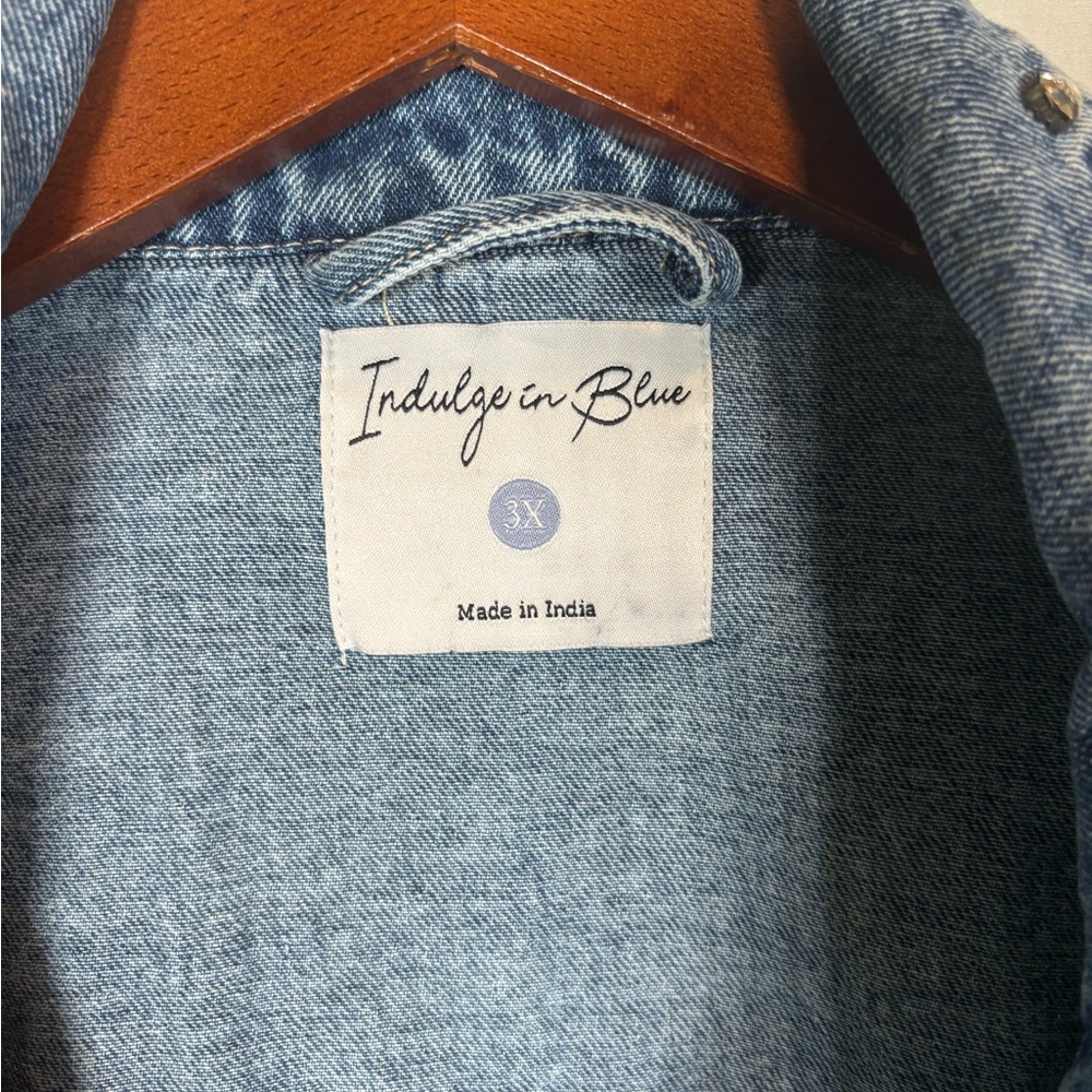 Indulge in Blue Rhinestone Studded Denim Jacket 3X - Picture 6 of 6